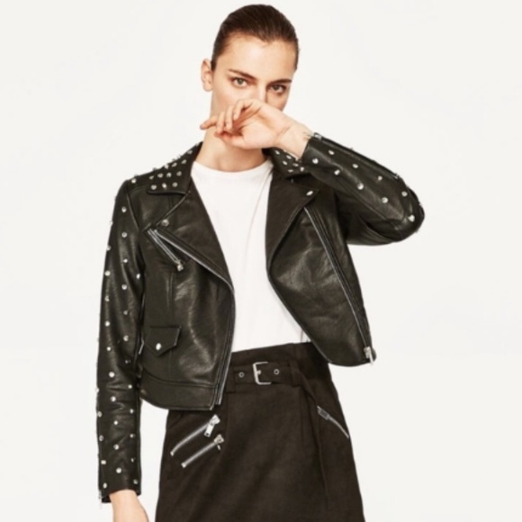 zara studded biker jacket